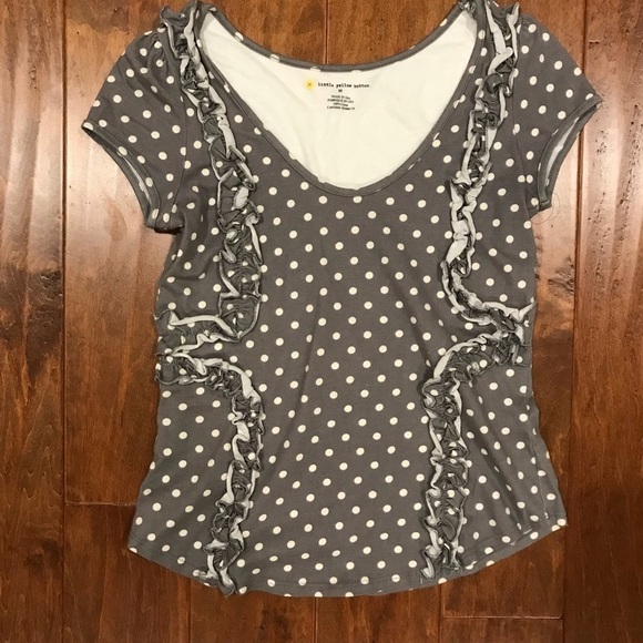 Anthro Little yellow Button Polka dot top - Picture 2 of 4